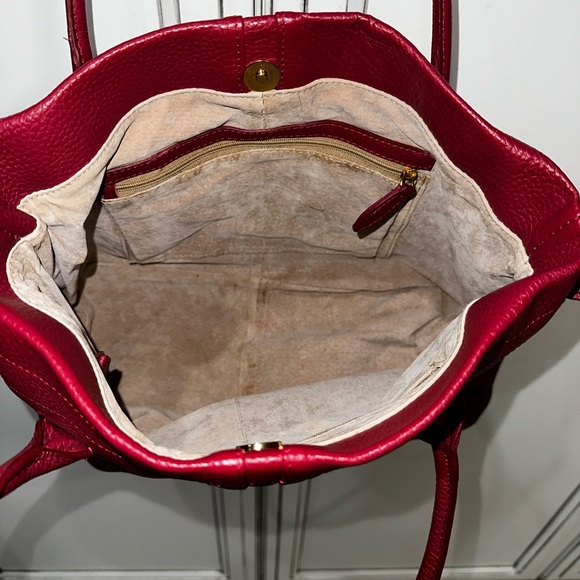 Beautiful BARR+BARR NY pebbled leather red SHOULDER HOBO SATCHEL TOTE HANDBAG - Picture 8 of 10